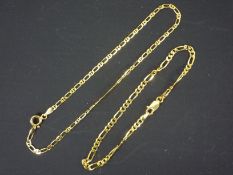 Two 9ct yellow gold bracelets (one 18 cm length, the other 23 cm), approximately 4.6 grams.