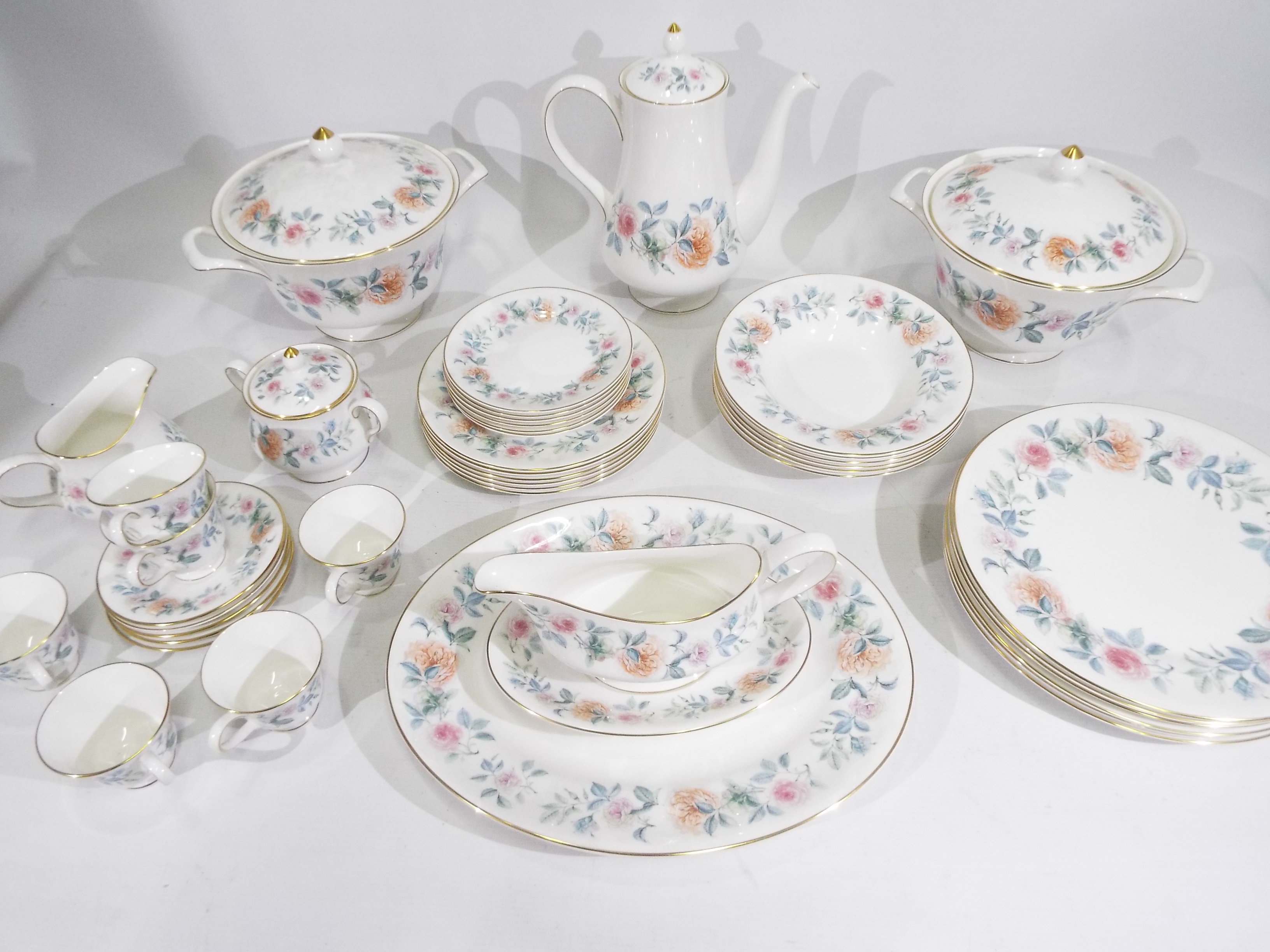 Wedgwood - A collection of dinner and tea wares in the Mist Rose pattern comprising dinner plates, - Image 2 of 5