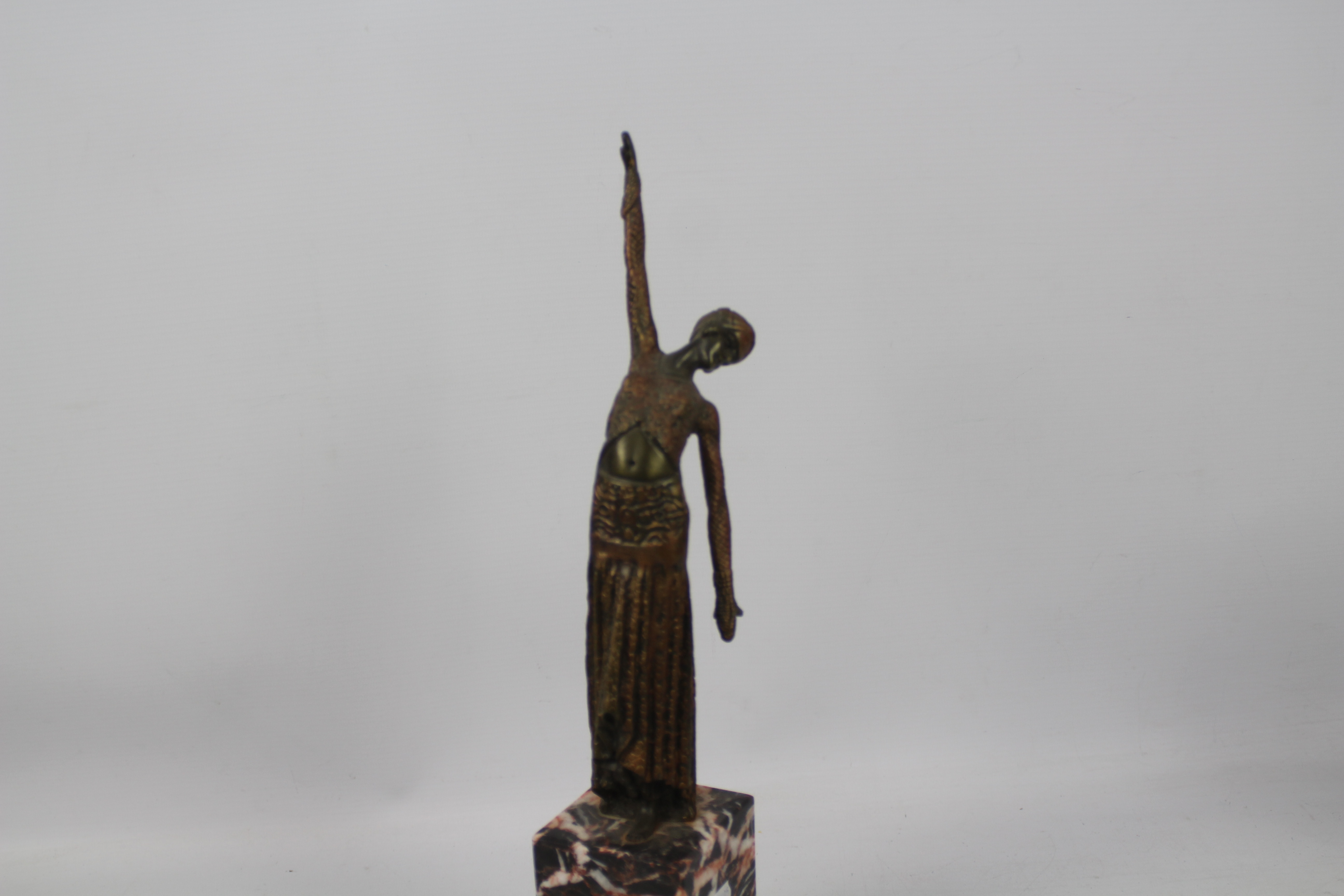 An Art Deco style figure after Demetre Chiparus, entitled Footsteps, - Image 3 of 7