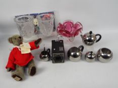 Lot to include a limited edition Dean's Rag Book Co Collectors Club bear and ephemera, camera,