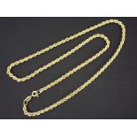 A 9ct yellow gold rope twist necklace, 45 cm (l), approximately 4.3 grams.