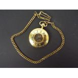 A modern, gold plated, half hunter, keyless wind pocket watch and chain by Rapport,