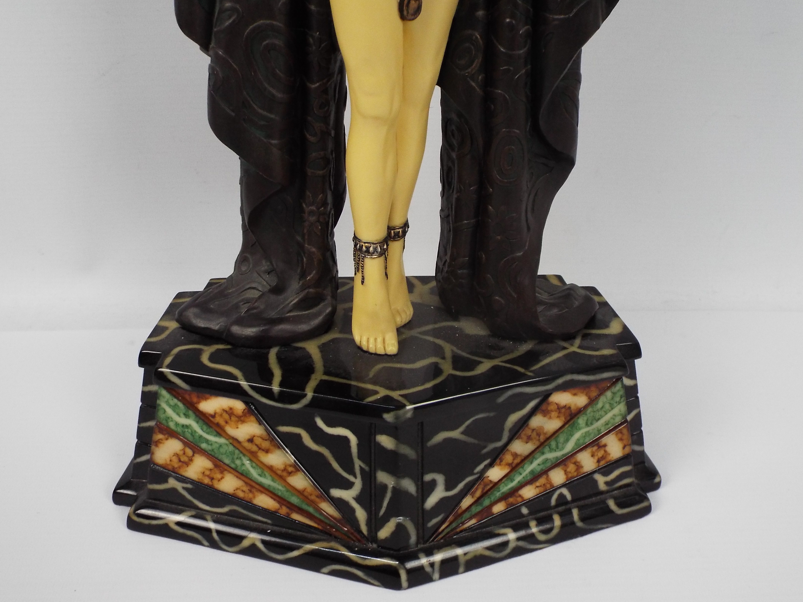 A large Art Deco style figure depicting an Egyptian style female with arms raised, - Image 4 of 5