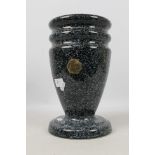 A large, French faux marble vase, approximately 29 cm (h).