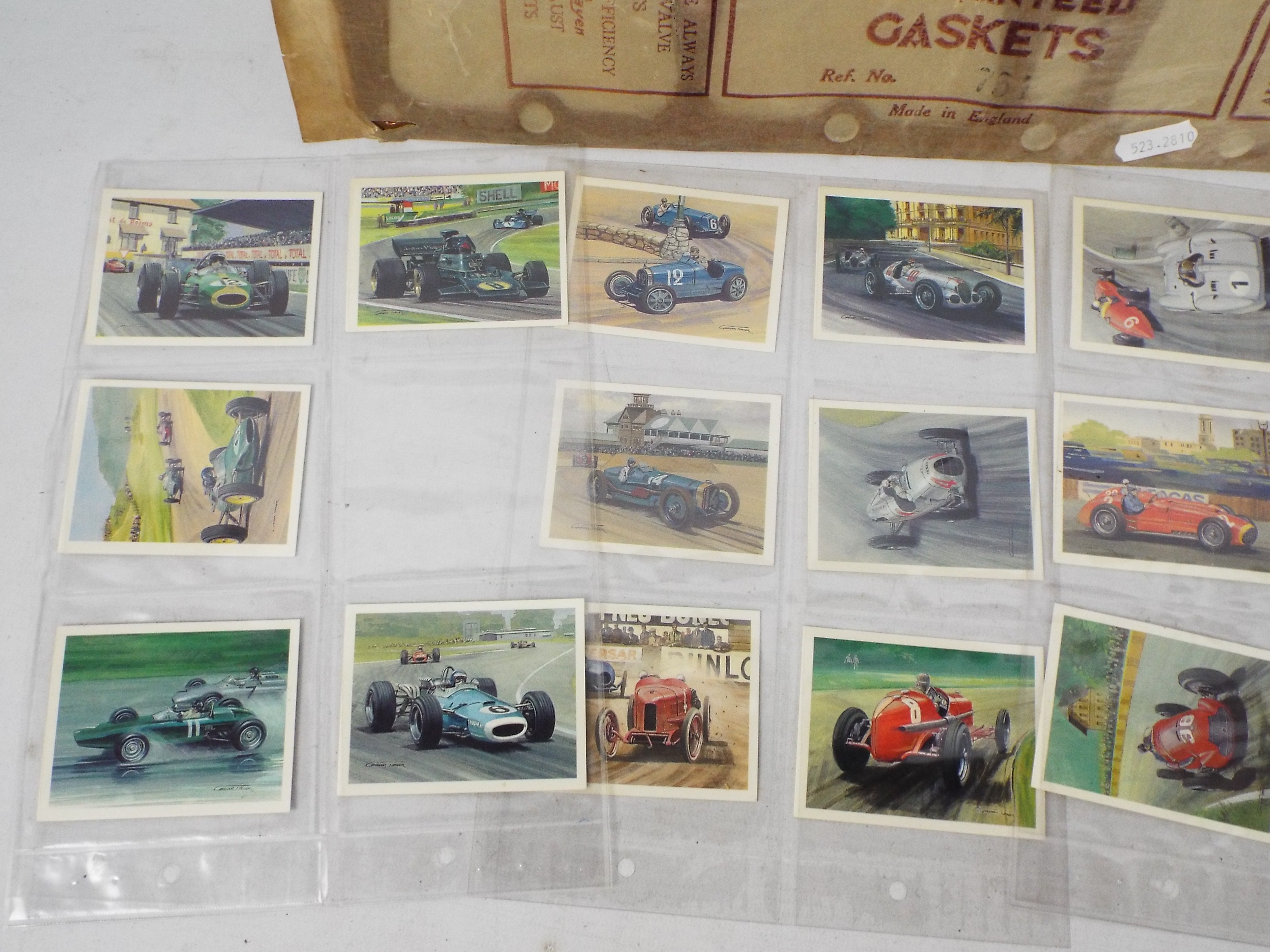 A framed cigarette card display of motor cars, - Image 3 of 7