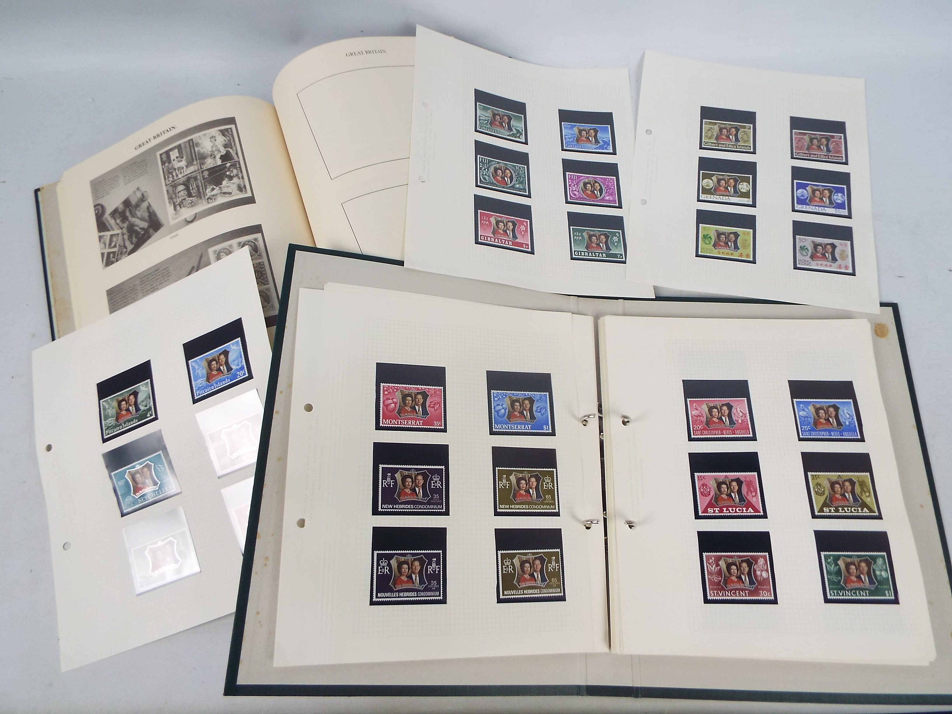 Philately - An album of Commonwealth mint stamps commemorating Queen Elizabeth II Silver Wedding