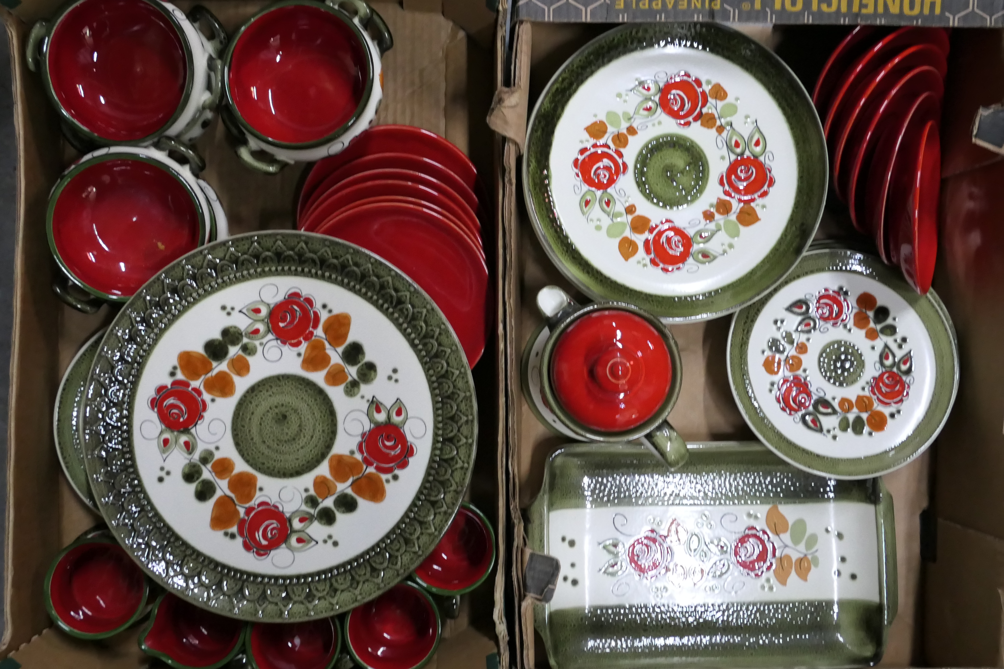 A collection of Schramberg Tirol tablewares, two boxes.