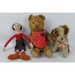 Three unknown maker bear and soft toys.