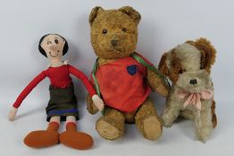 Three unknown maker bear and soft toys.