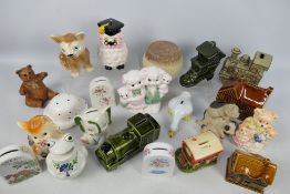 A collection of ceramic money banks.