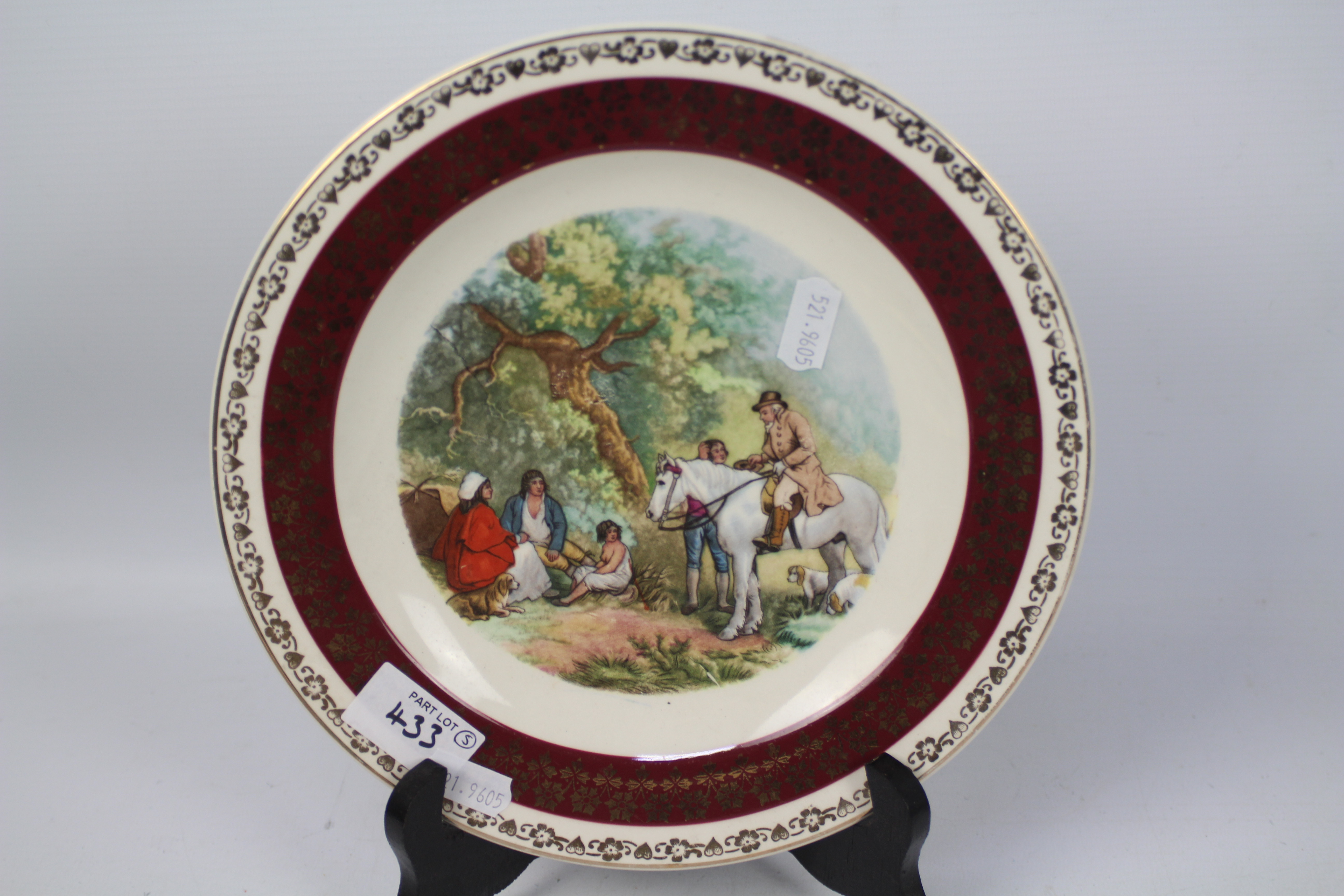 A Ridgways Gainsborough pattern wash bowl and jug together with three cabinet plates, - Image 5 of 13