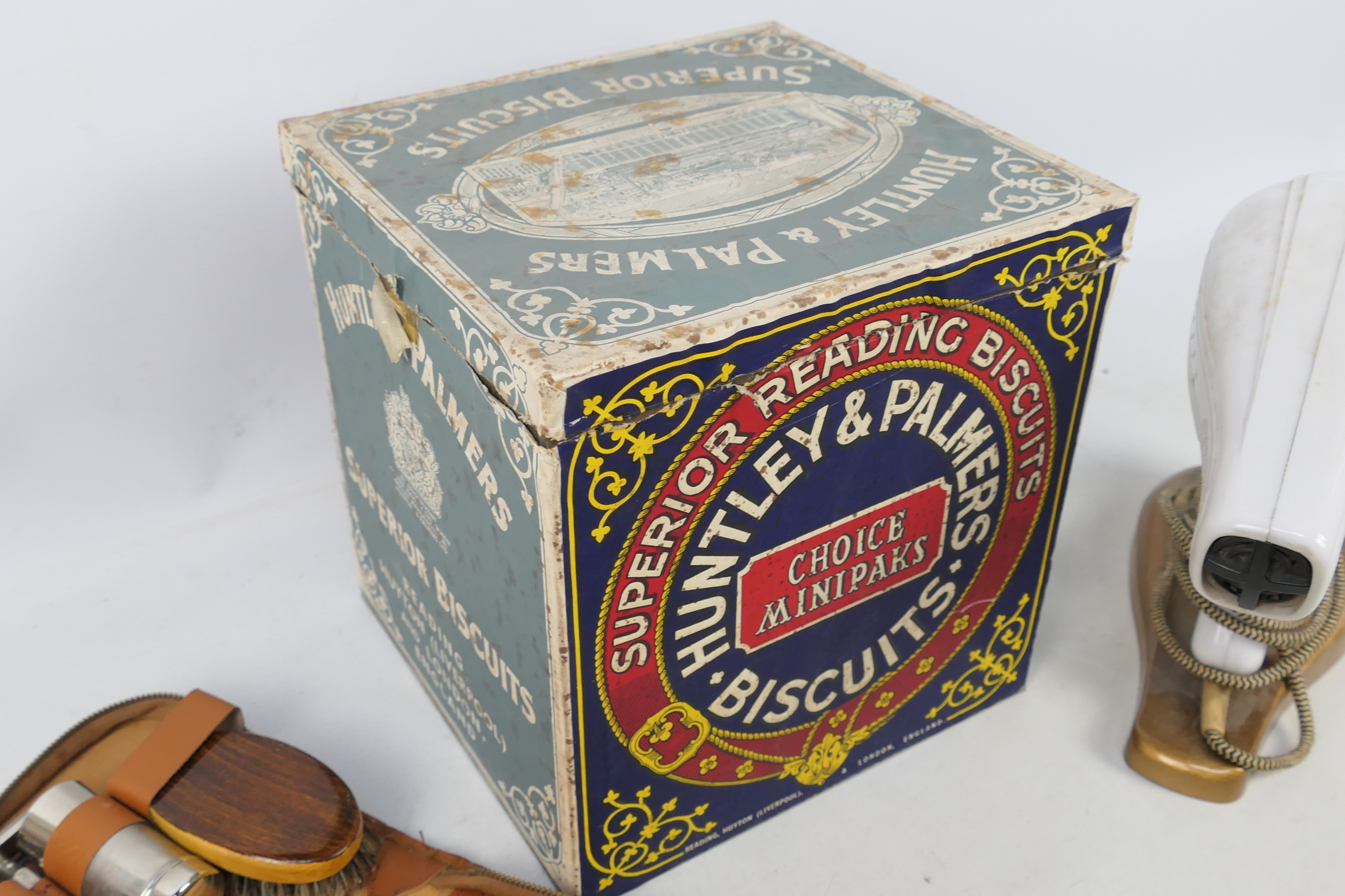 Vintage items to include a large Huntley & Palmers biscuit tin 24 cm x 23 cm x 22 cm, - Image 4 of 4