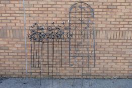 A collection of garden trellises / plant supports, largest approximately 200 cm (h).