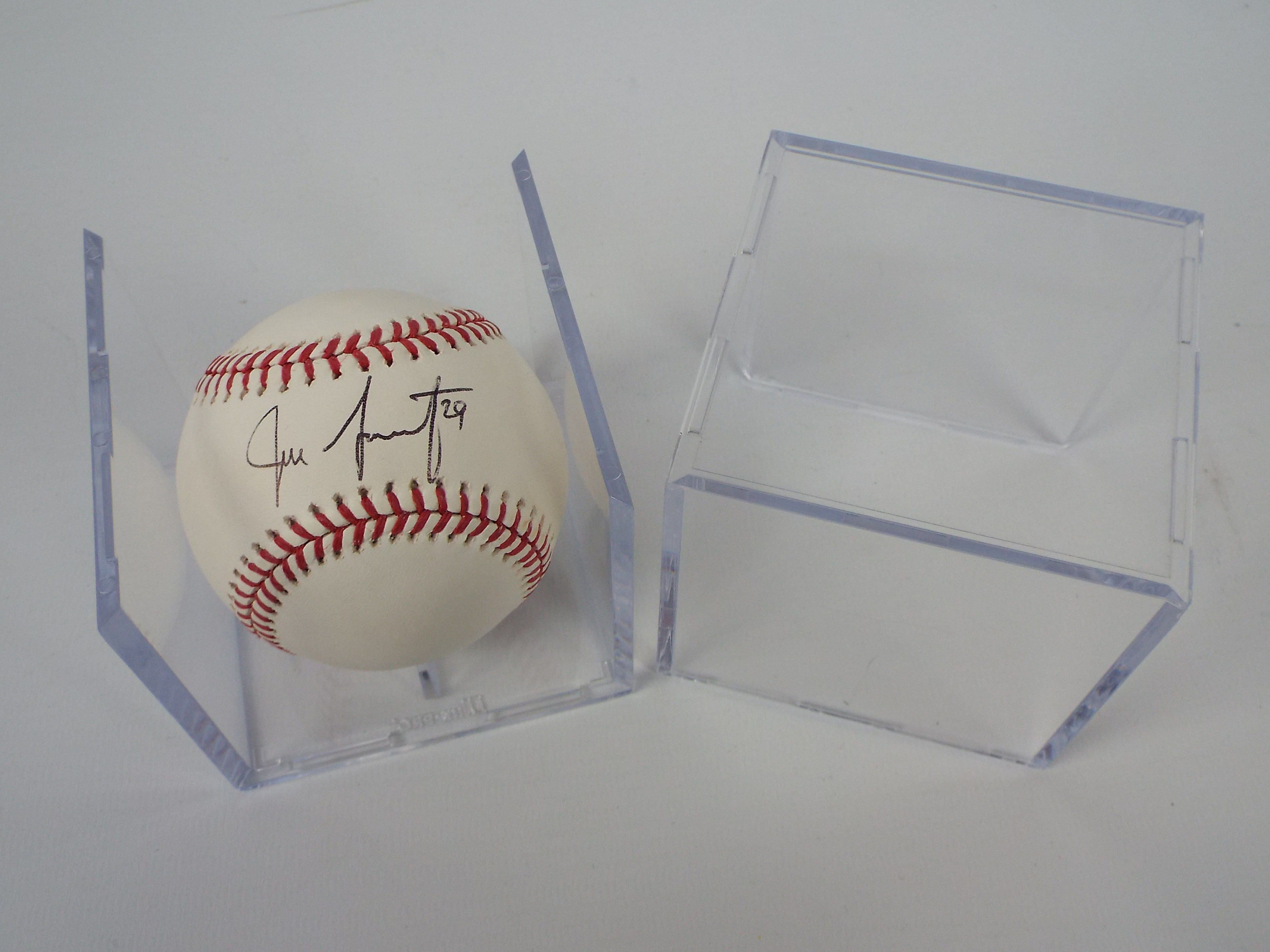 A signed Rawlings baseball contained in