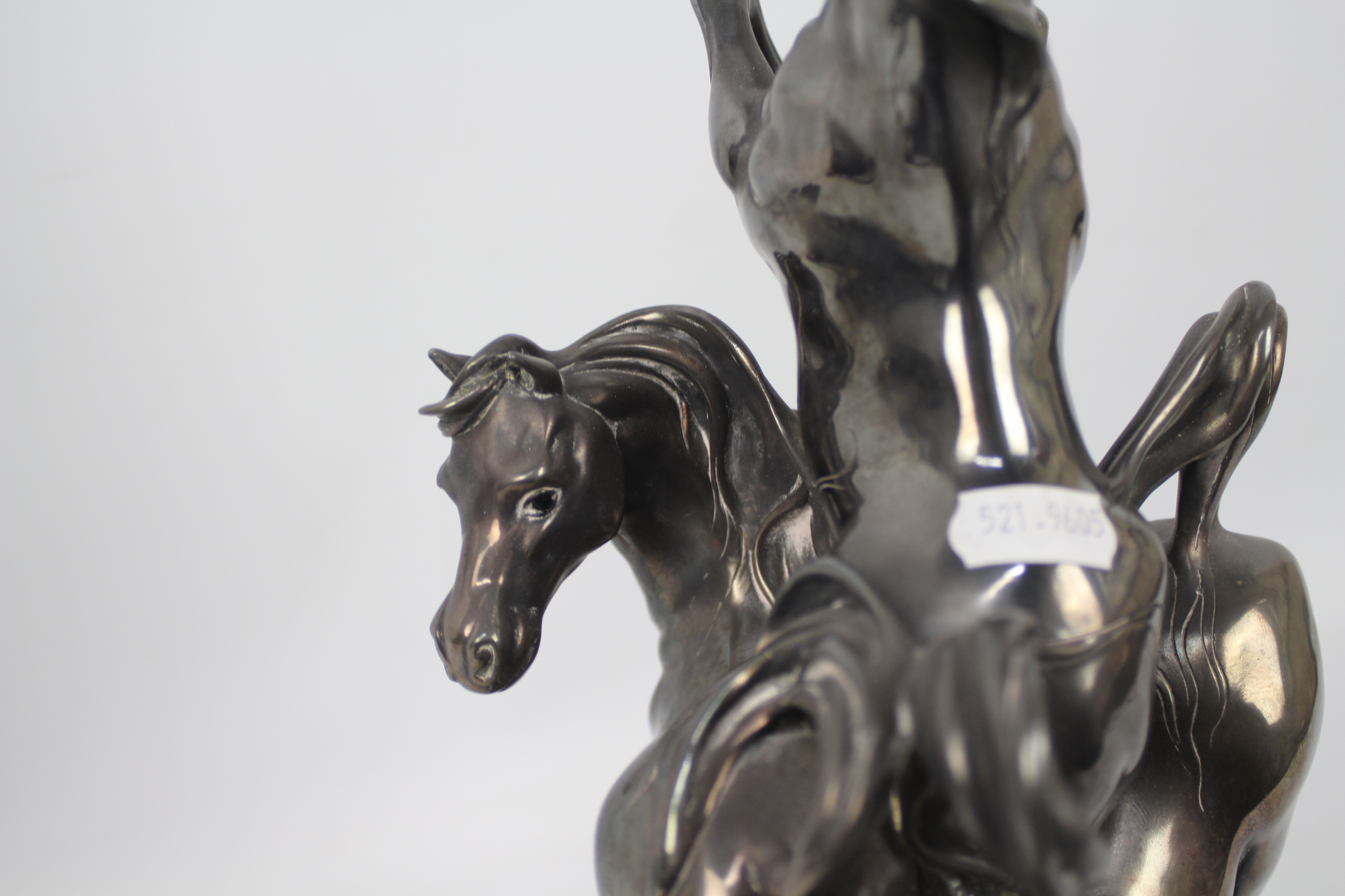 Ottaviani (Italian), 20th century - A silvered sculpture of three horses surmounting a rock, - Image 5 of 7