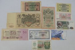 A small collection of banknotes to inclu