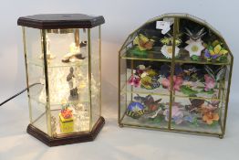 Two table top display cases containing a