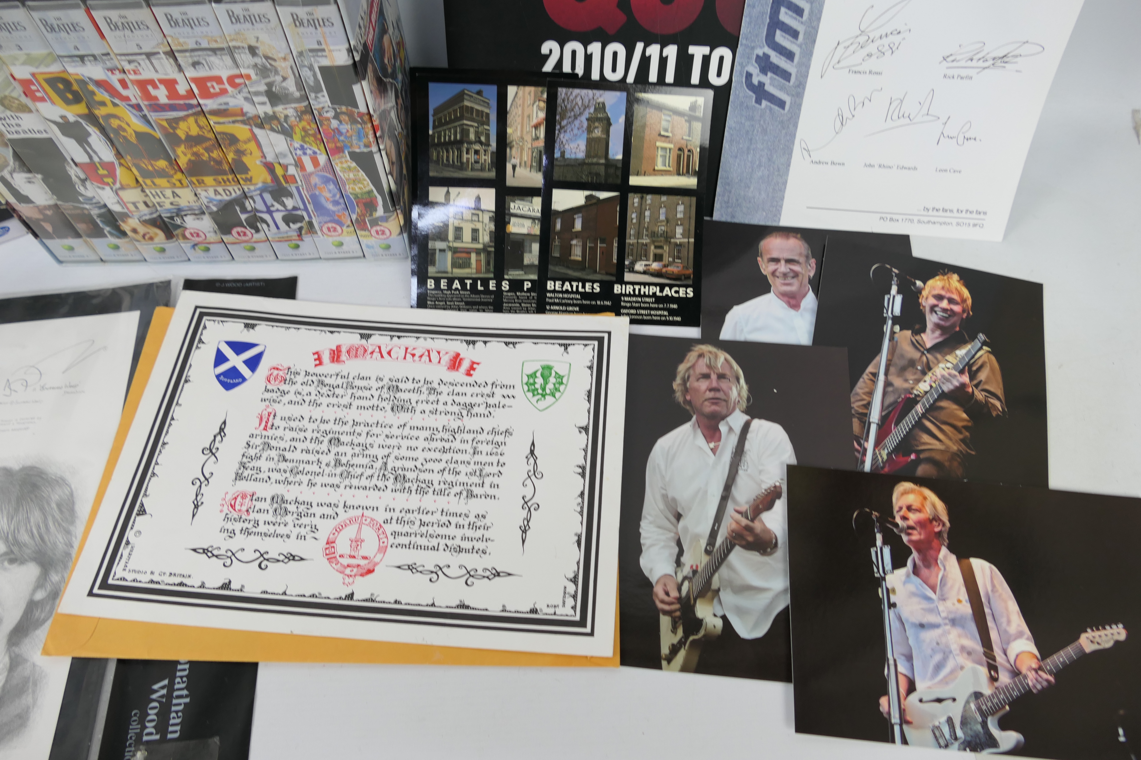 A Status Quo tour programme, fan club letter, promotional images, Beatles related items. - Image 3 of 5