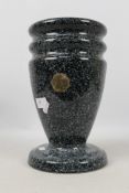 A large, French faux marble vase, approximately 29 cm (h).