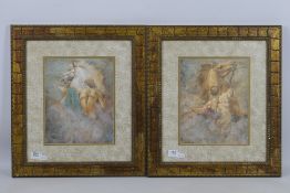 A pair of framed prints after J D Parrish, titled Spirits I and Spirits II,