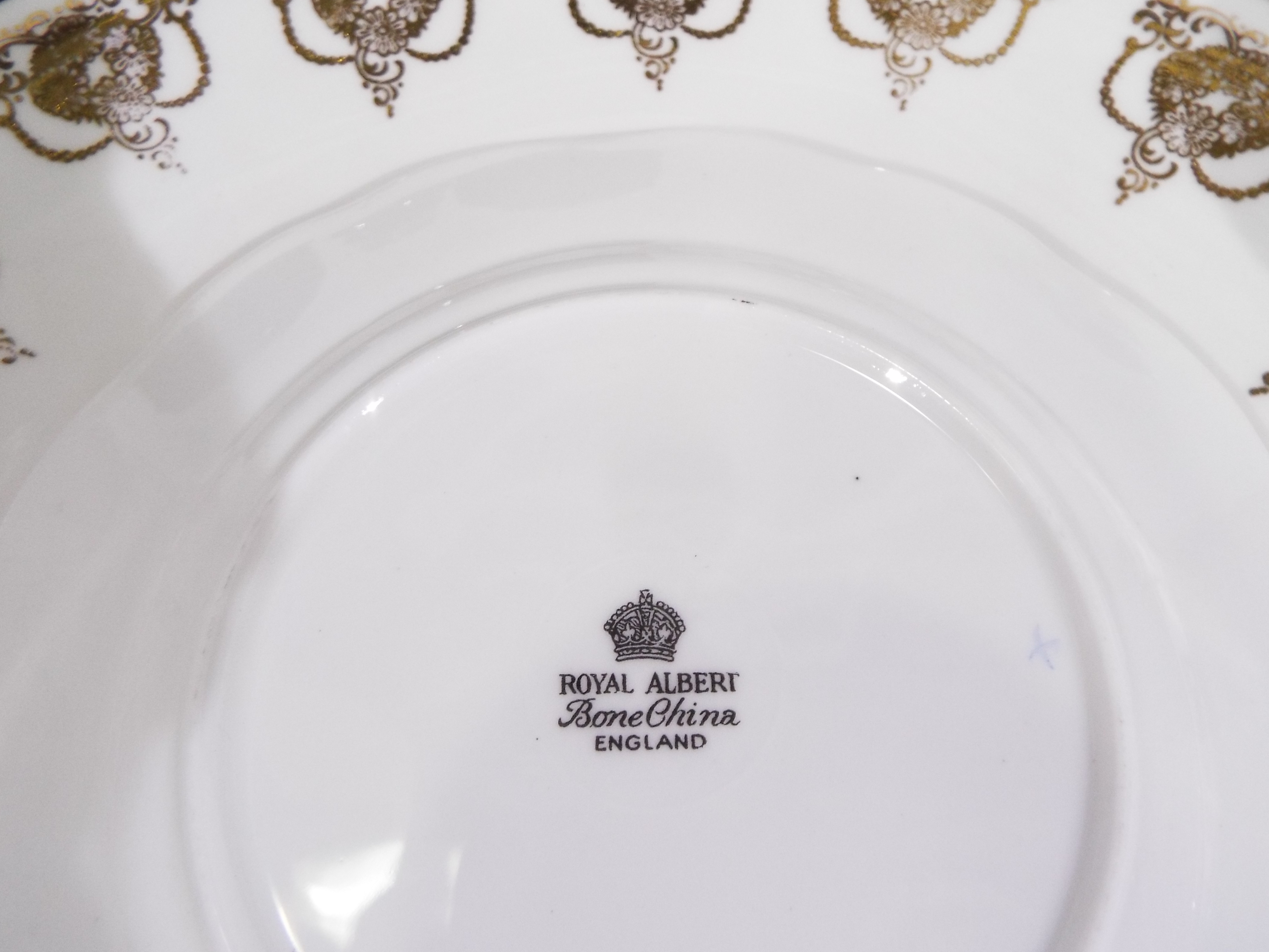 Royal Albert - A collection of tea wares with decoration of gilt floral swags comprising six trios, - Image 6 of 7