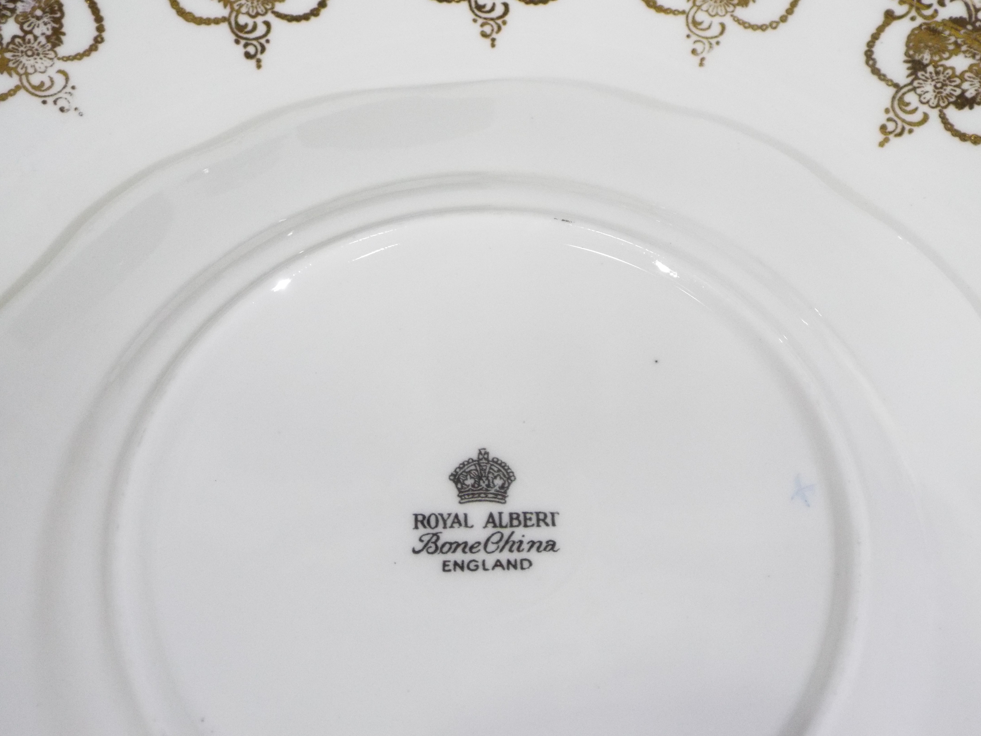 Royal Albert - A collection of tea wares with decoration of gilt floral swags comprising six trios, - Image 7 of 7