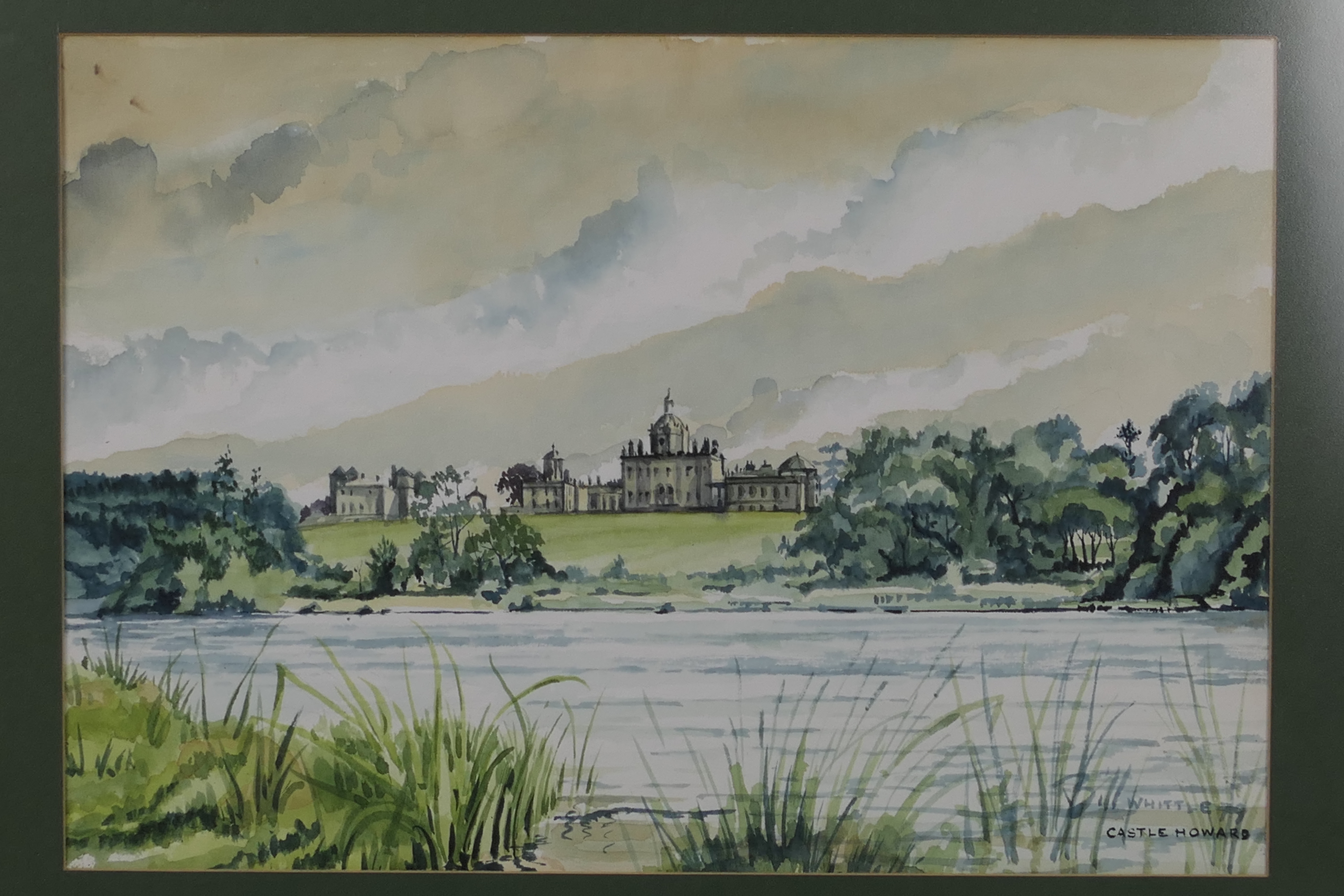 A watercolour landscape scene depicting Castle Howard, signed by the artist lower right, - Image 2 of 3