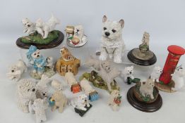 A collection of ornaments, predominantly West Highland Terriers, largest approximately 18 cm (h).