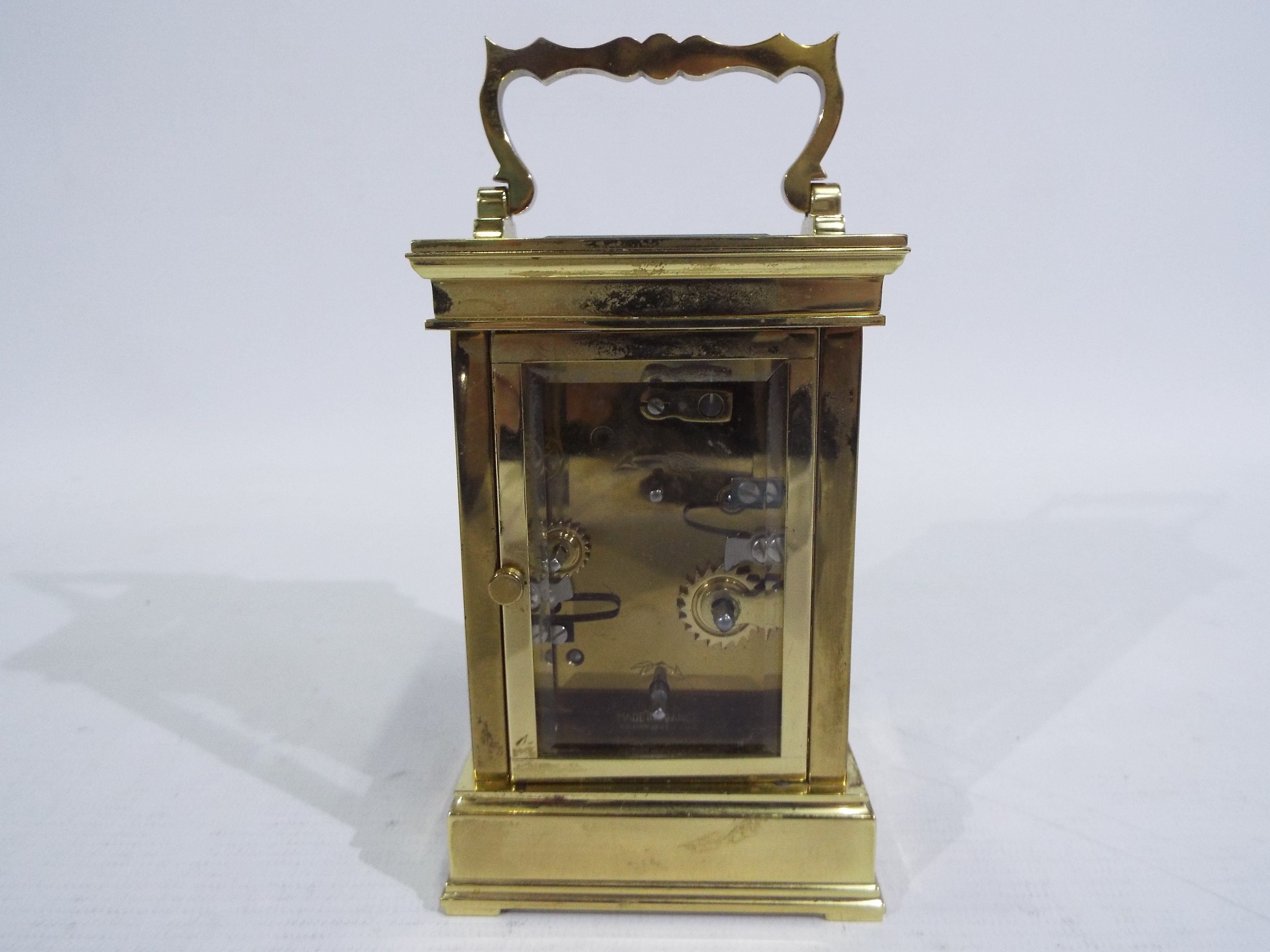 Boodle & Dunthorne - A French gilt brass and glass carriage alarm timepiece retailed by Boodle & - Image 2 of 6