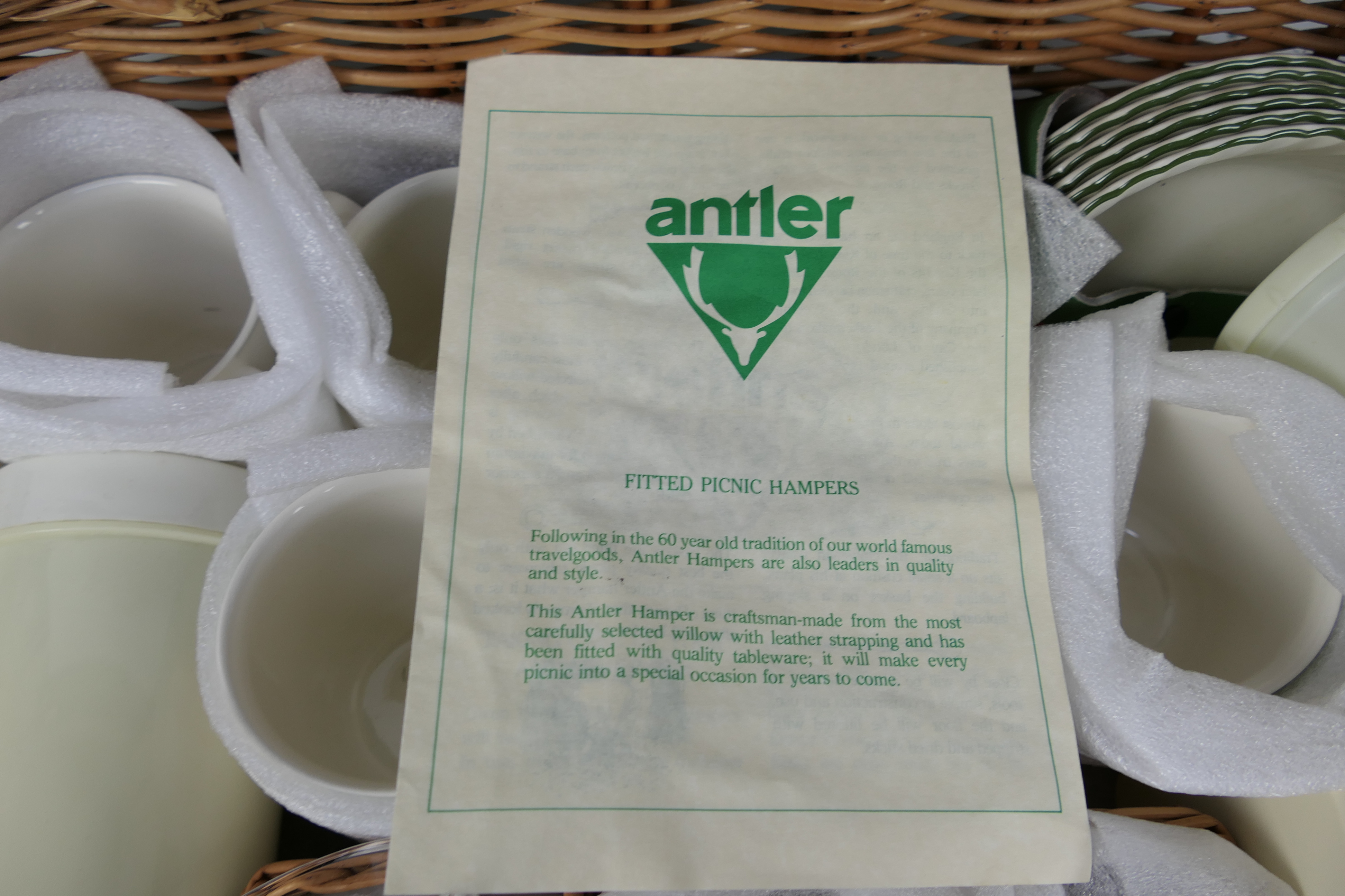 A vintage Antler picnic set in wicker basket. - Image 5 of 6