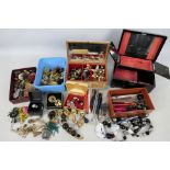 A collection of costume jewellery, jewellery boxes and similar.