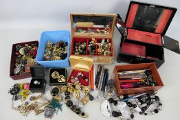 A collection of costume jewellery, jewellery boxes and similar.
