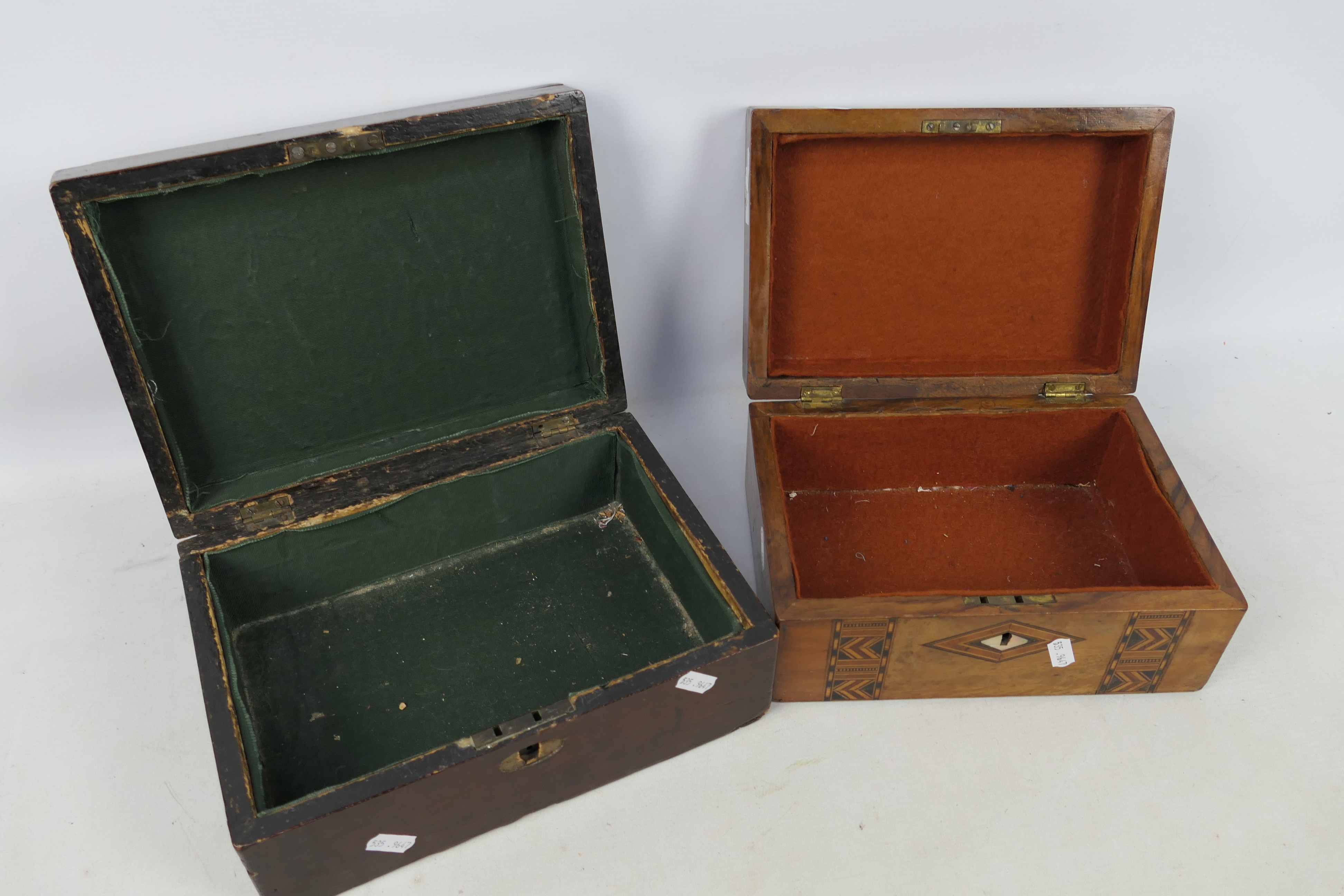 Two vintage hinge lid work boxes and a brass and copper jug 28 cm (h). - Image 5 of 5