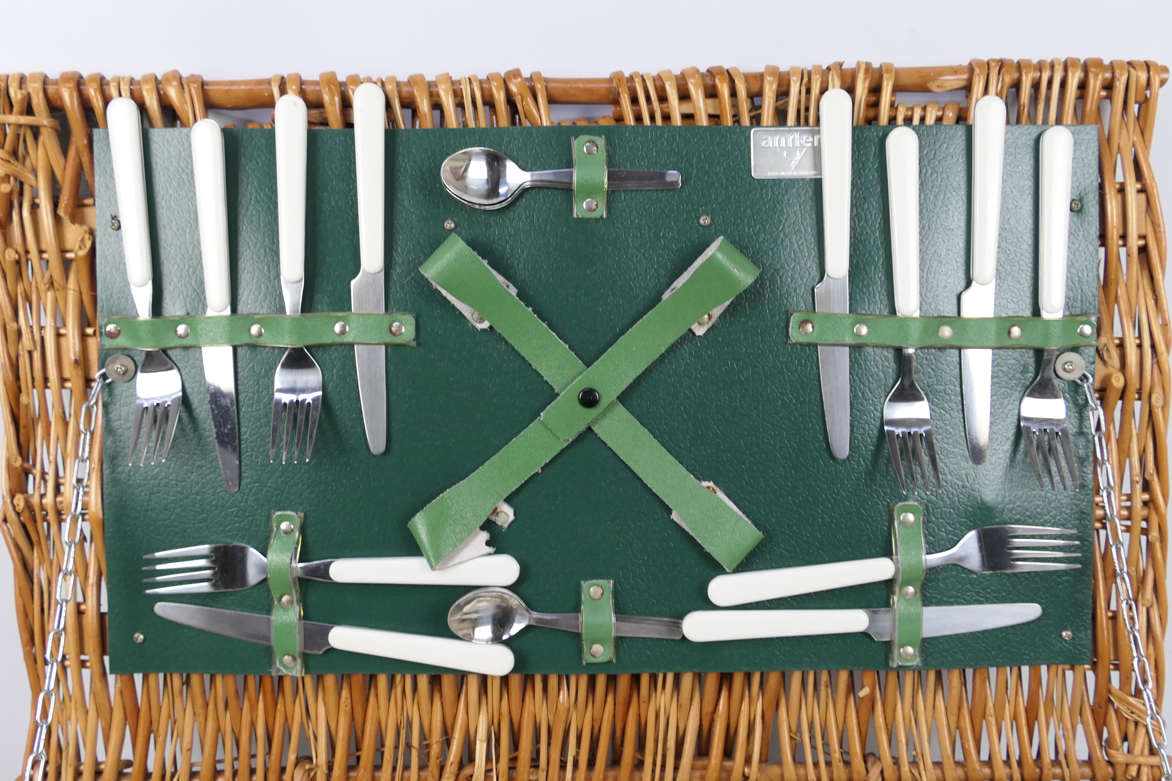 A vintage Antler picnic set in wicker basket. - Image 2 of 6