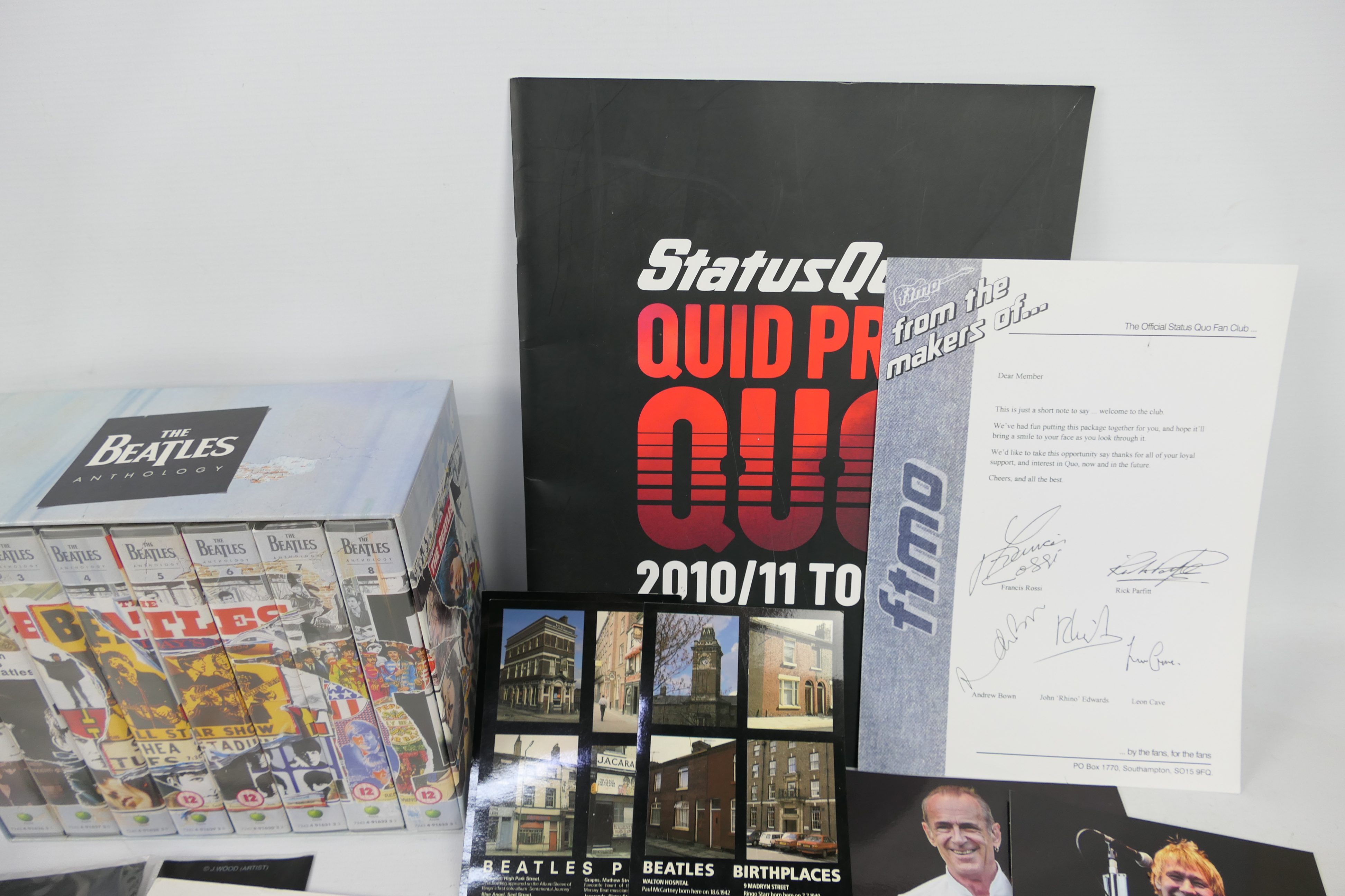 A Status Quo tour programme, fan club letter, promotional images, Beatles related items. - Image 4 of 5