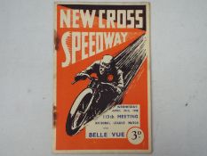 Speedway Programme, New Cross v Belle Vu