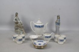 Lot to include a Coalport Revelry coffee service and two Spanish porcelain figures comprising