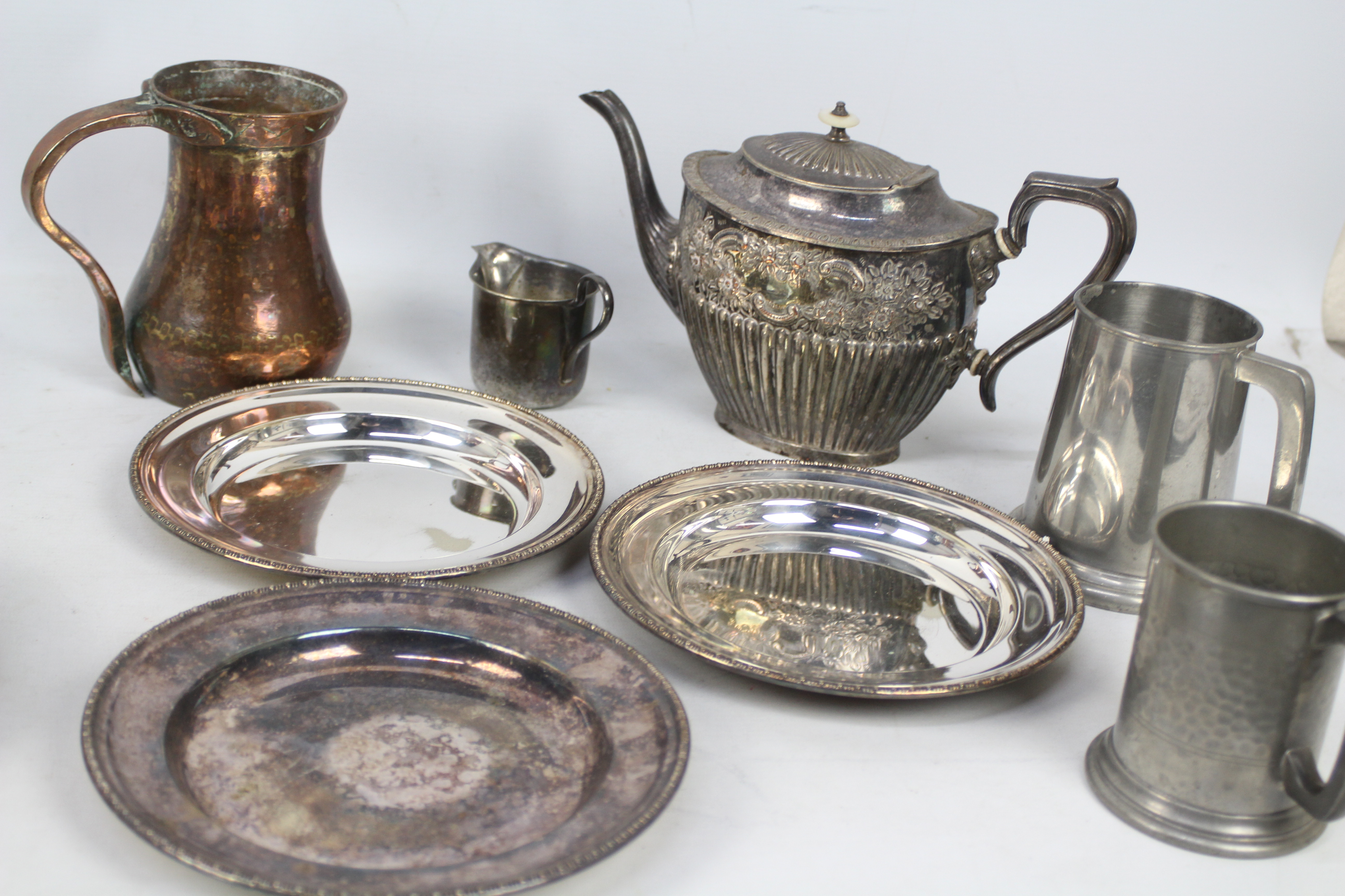 Lot to include plated ware, ceramics, copper jug, kitchen scales and similar. - Image 4 of 4