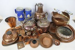 A quantity of antique and later copperwa