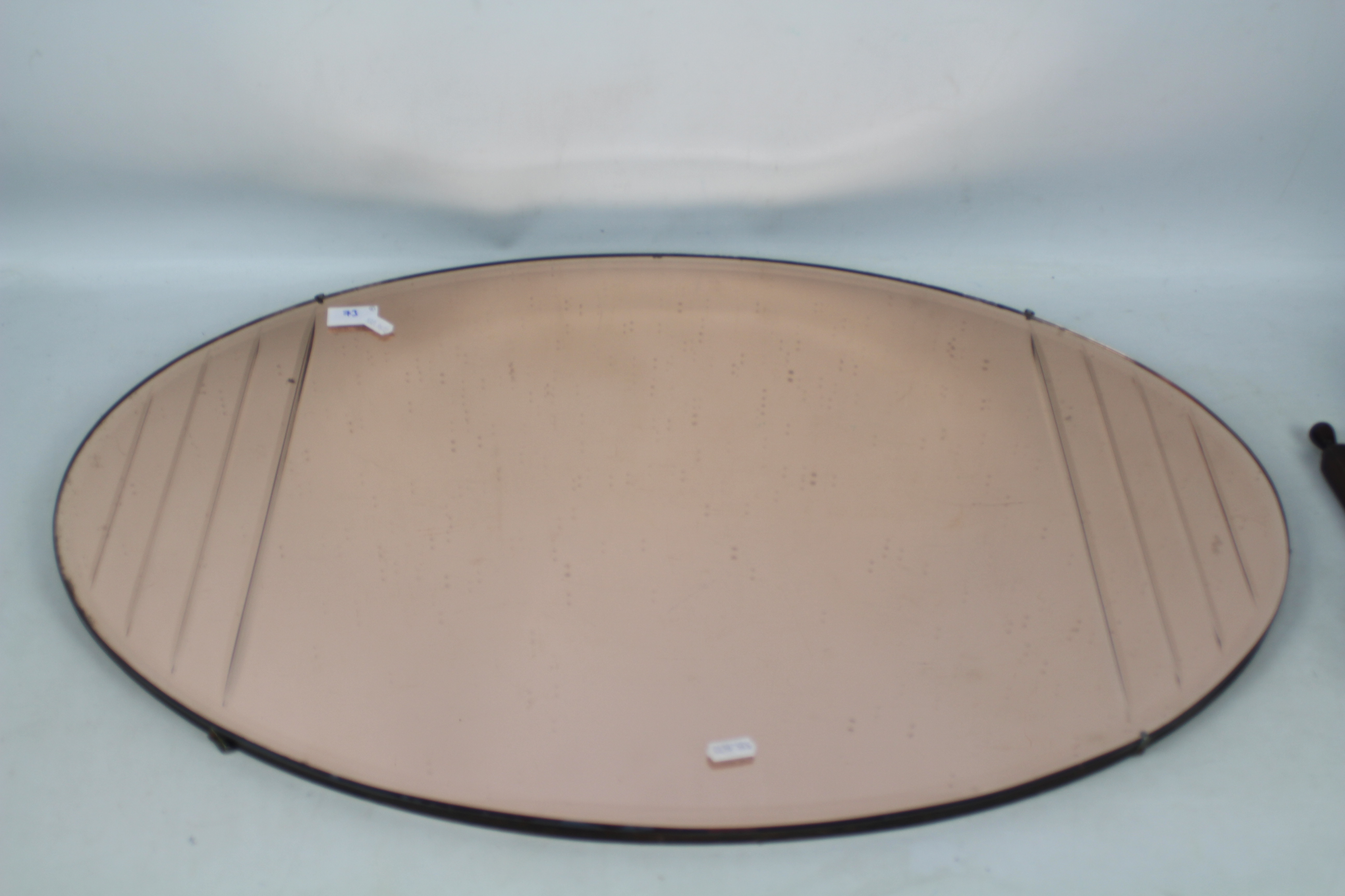 An Art Deco style oval wall mirror with peach tinted plate, - Image 2 of 4