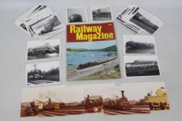A 1978 issue of Railway Magazine and a collection of train / rail related photographs.