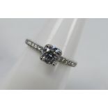 A 950 platinum and diamond ring, the approximately .