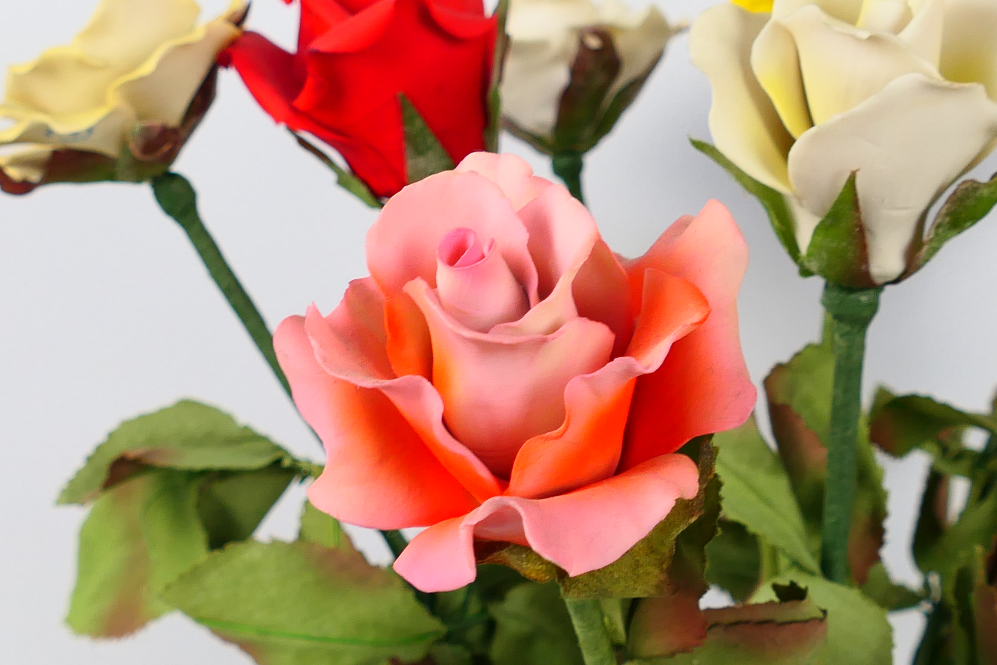 Ten limited edition bisque porcelain roses by the House Of Capodimonte, - Image 2 of 7