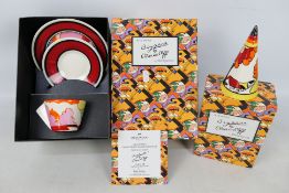 Wedgwood Bizarre by Clarice Cliff - A boxed, limited edition Blue Autumn pattern conical teacup,