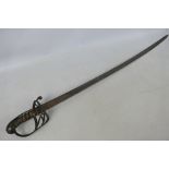 An 1822 pattern infantry sword with 81cm slightly curved pipeback blade, distressed condition.