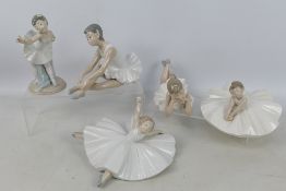 Nao - A collection of ballerina figures, largest approximately 17 cm (h).