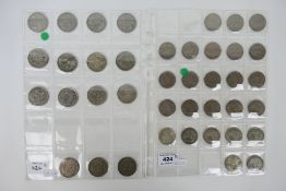 Silver Coins - Lot to include 12 silver content half crowns, 1 florin and 6 two shilling coins,