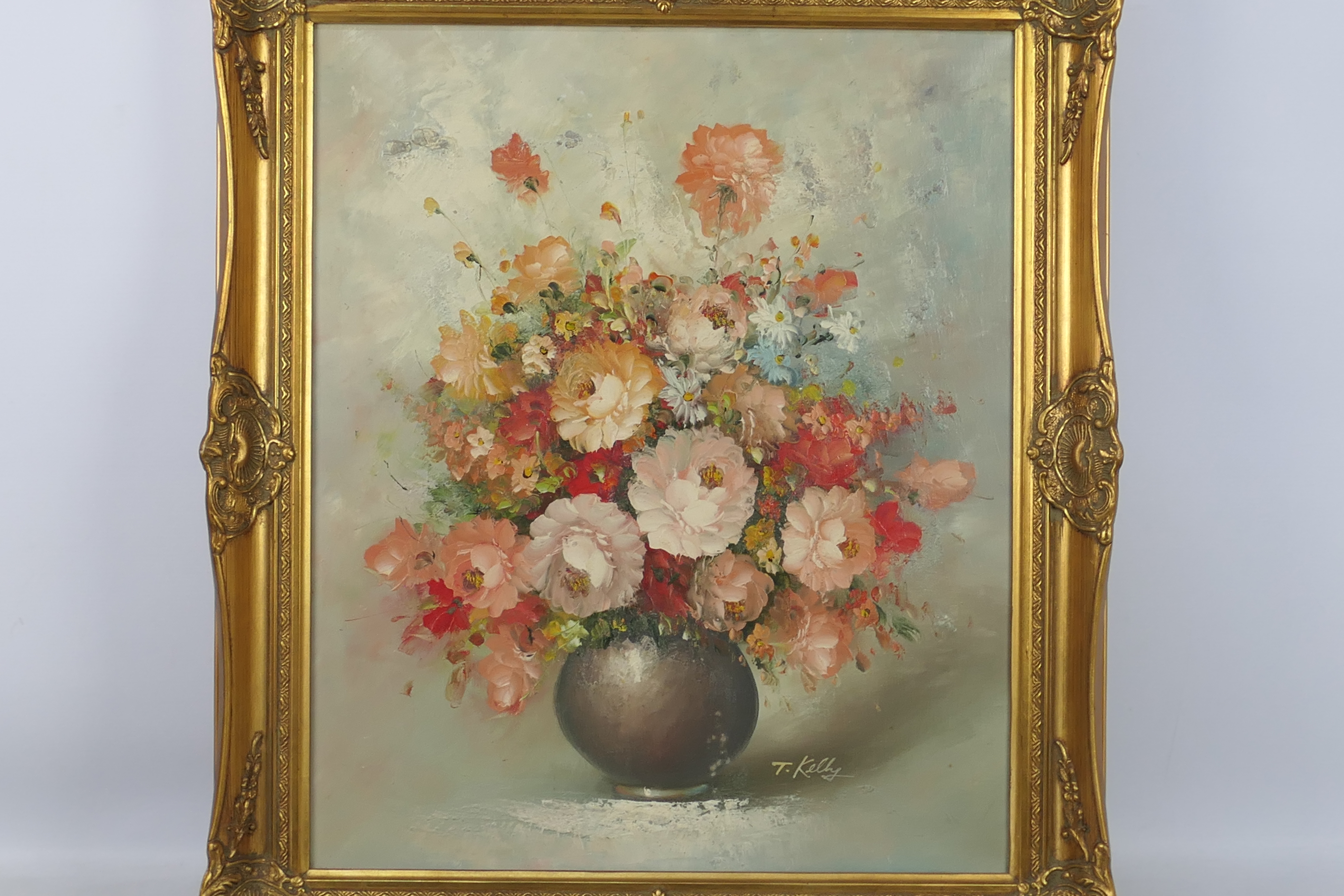Two gilt framed still life floral studies, signed lower right, - Image 5 of 6