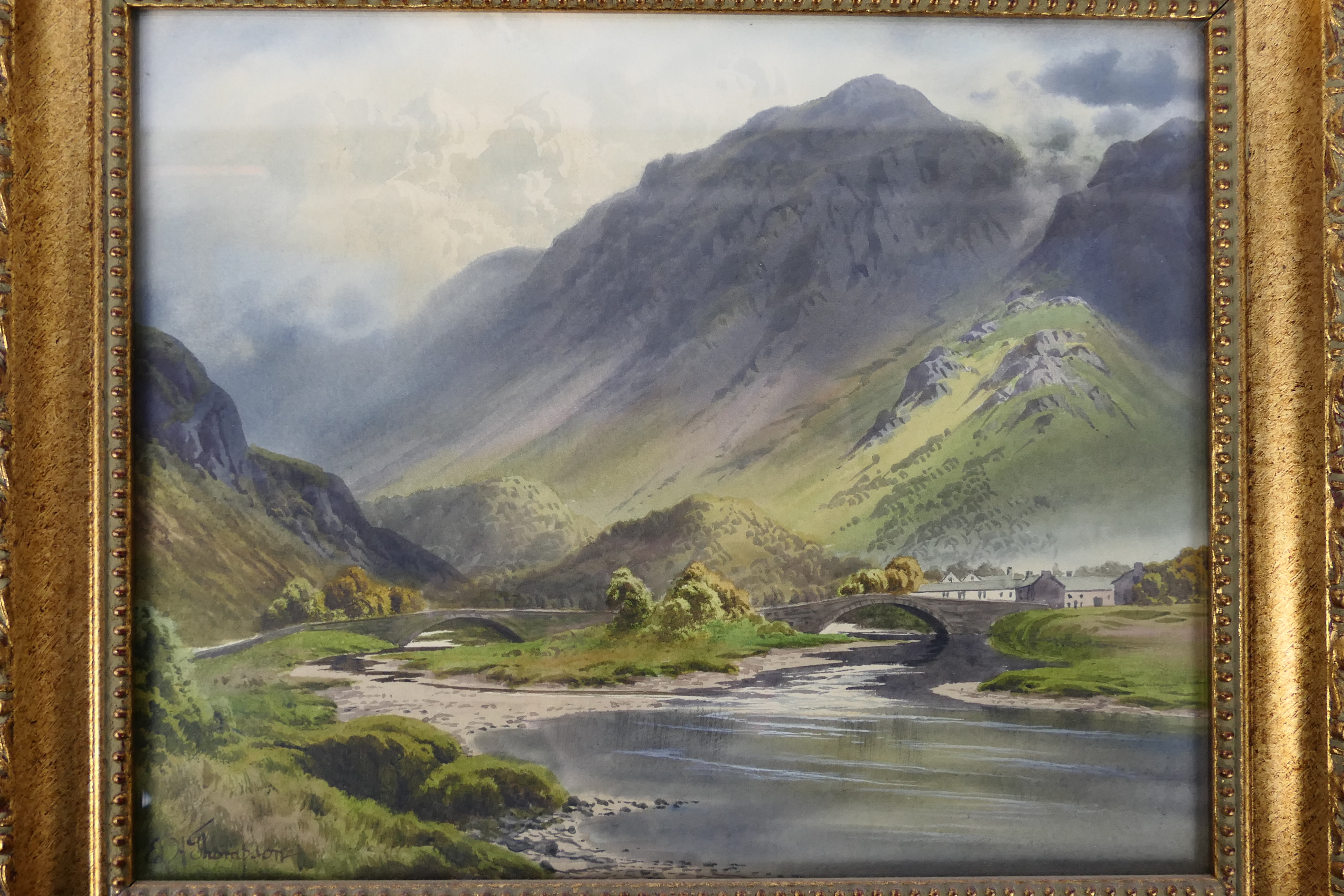 Edward Horace Thompson (1879-1949) - A lakeside watercolour landscape scene entitled - Image 2 of 4