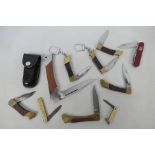 A collection of penknives / folding knives. This lot is not for sale to people under the age of 18.